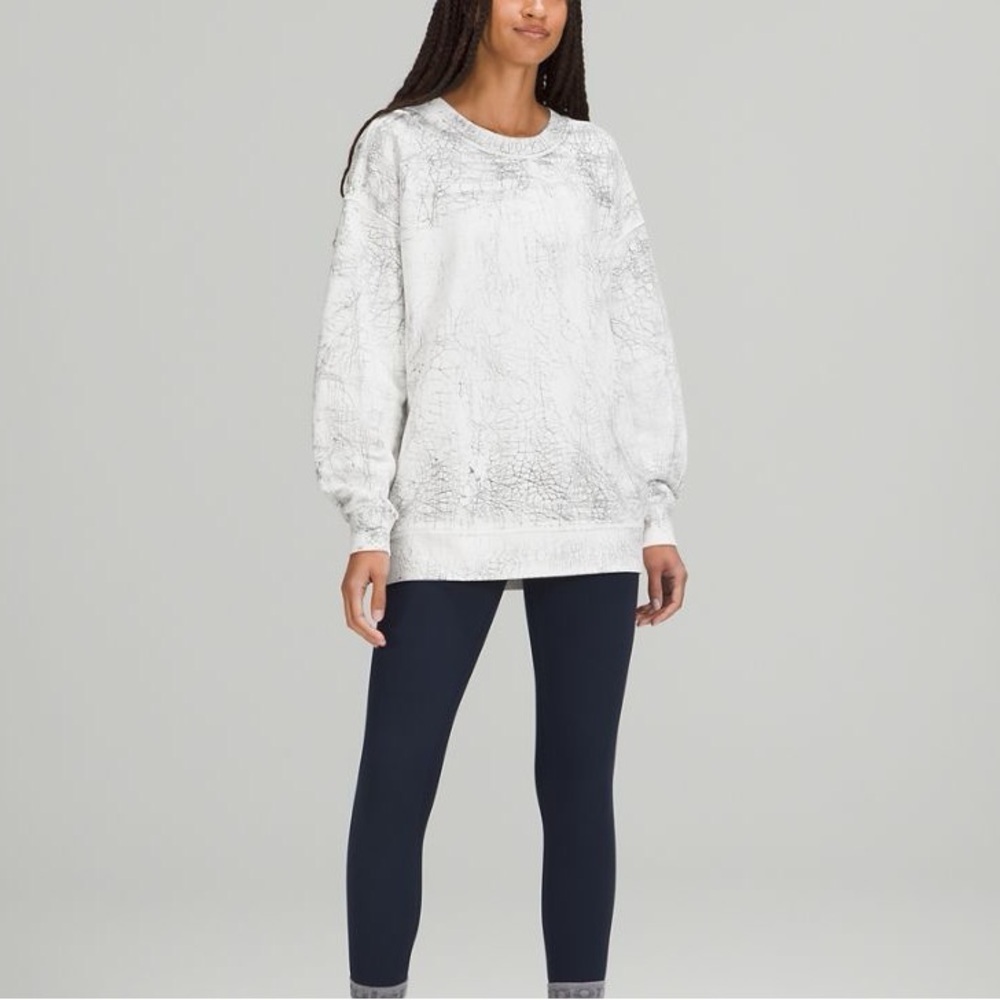 Lululemon Perfectly Oversized Crew in Thread Dye White/Black Size 4 Athleisure